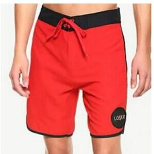 Hot Topic IT Loser Lover Red Black Men Swim Trunks Medium Board Shorts